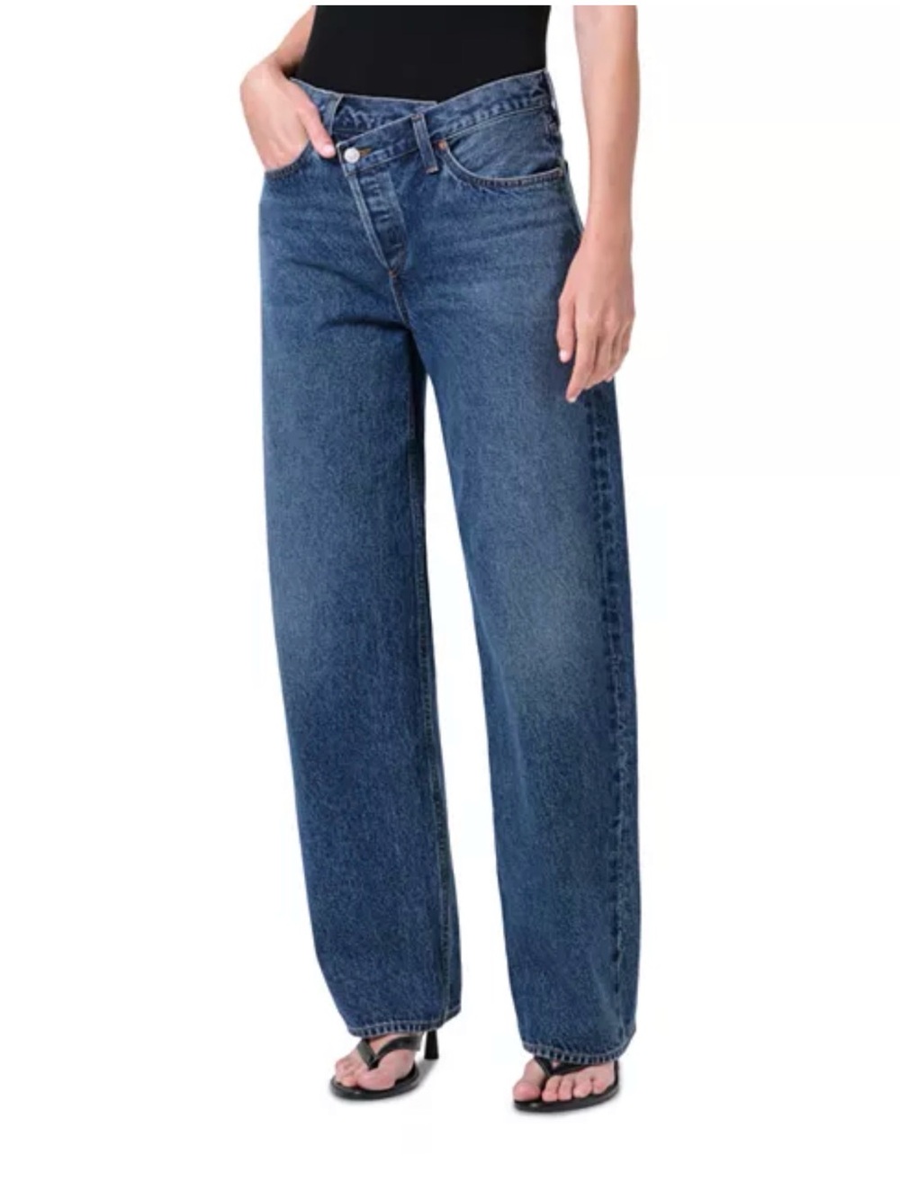 AGOLDE Arc High Rise Straight Crisscross Jeans in Form size 25 light blue